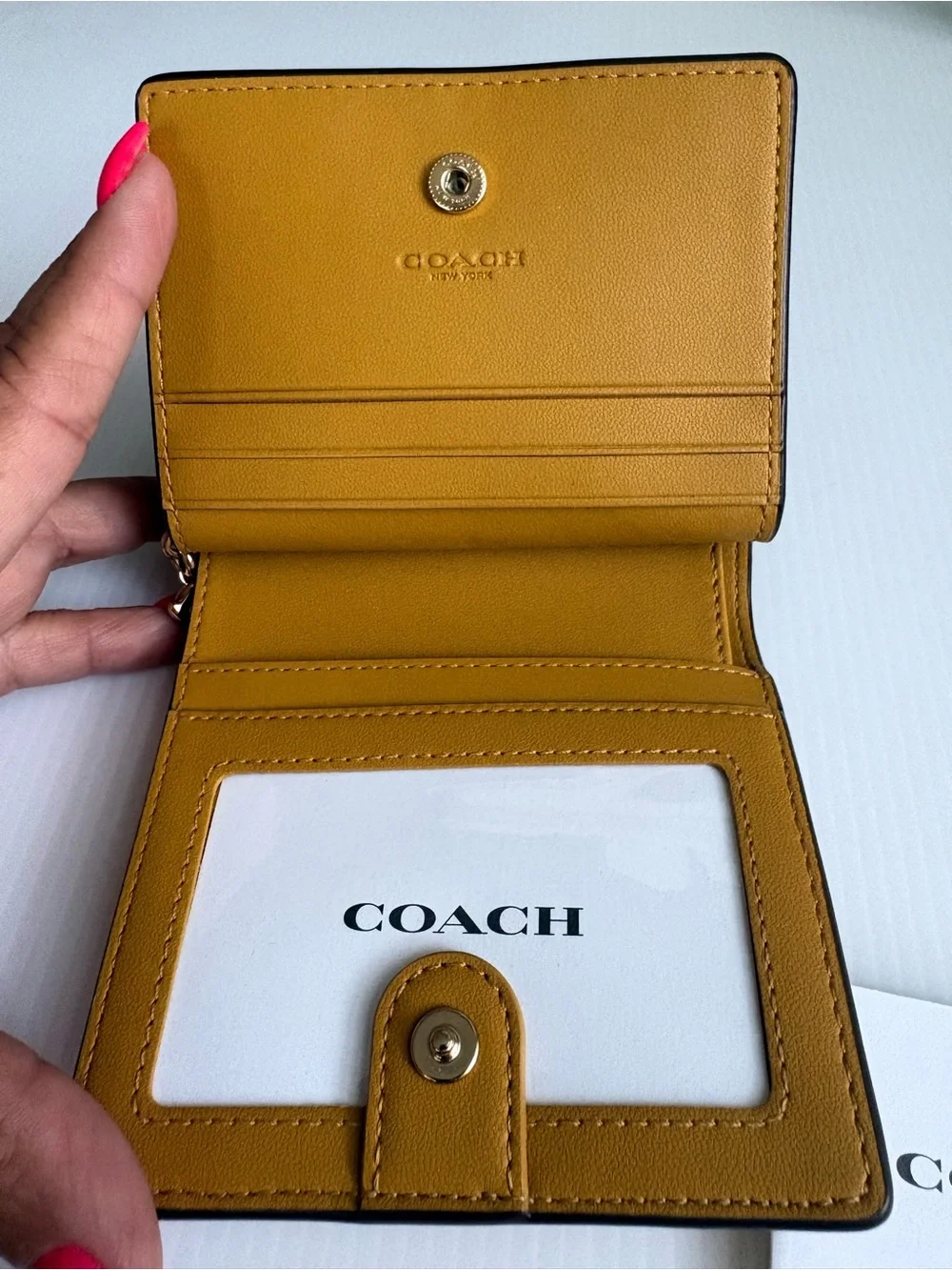 Coach Croc-Embossed Leather Bifold Wallet in Mustard